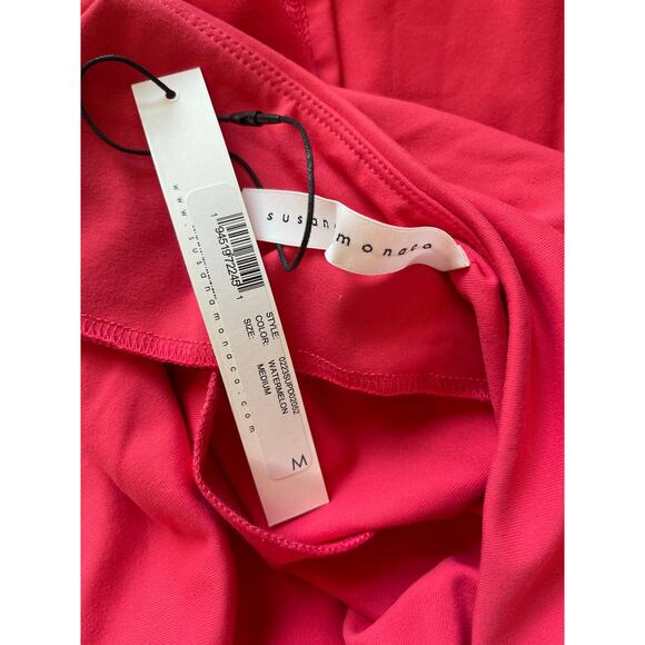 Susana Monaco Tube Flutter bottom midi dress NWT medium watermelon - Picture 5 of 6